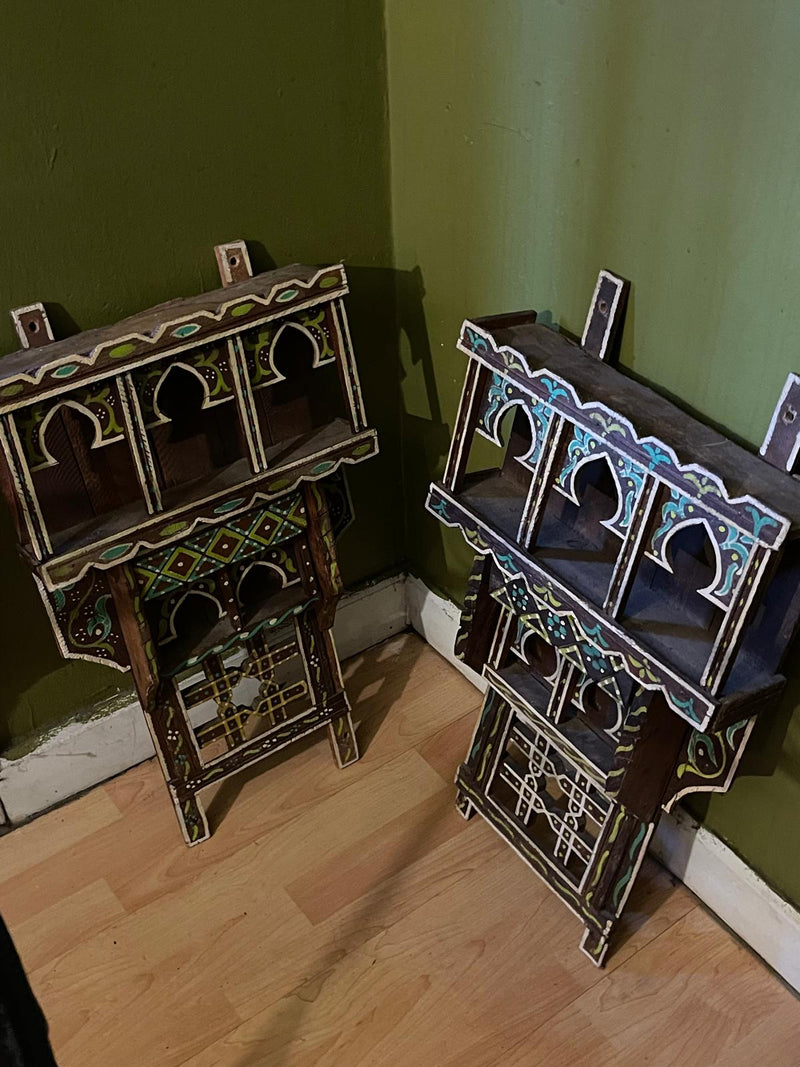 Moroccan wooden wall shelf