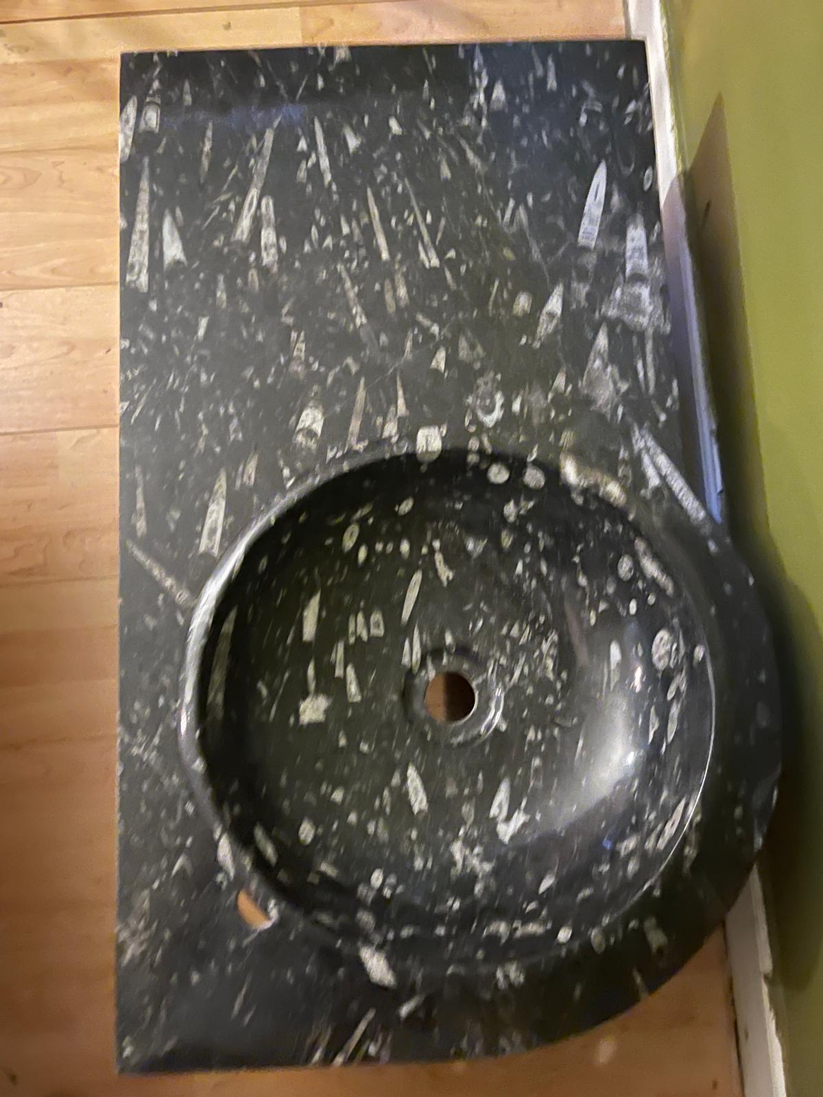 Moroccan fossil marble countertop sink