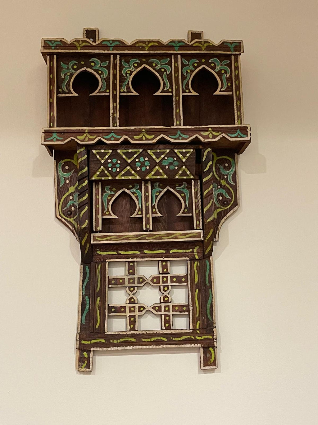 Moroccan wooden wall shelf