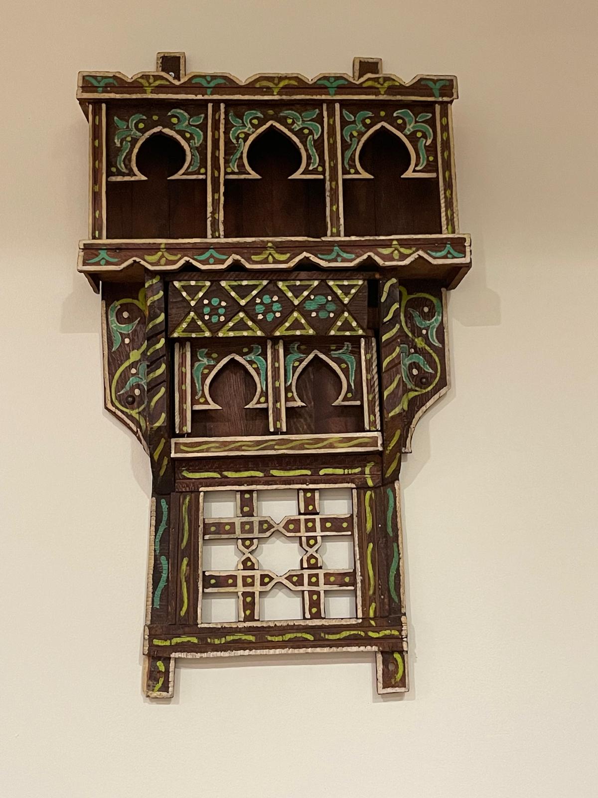 Moroccan wooden wall shelf