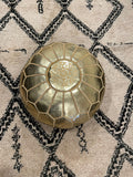 Golden Moroccan leather pouf
