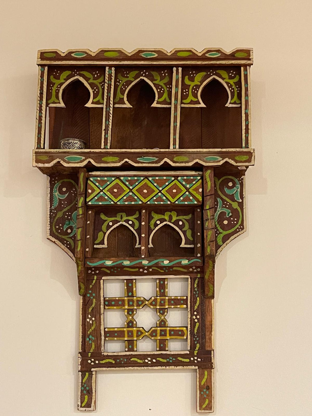 Moroccan wooden wall shelf